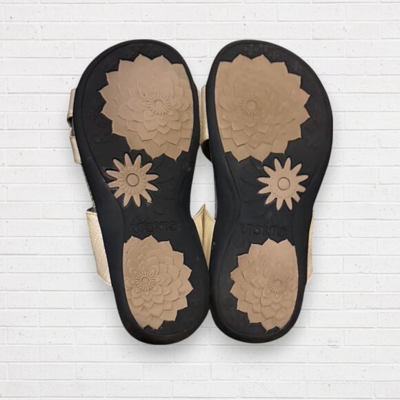 VIONIC Lauren Shimmer Croc Embossed Comfort Adjustable Straps Sandals 7 WIDE - Picture 2 of 4